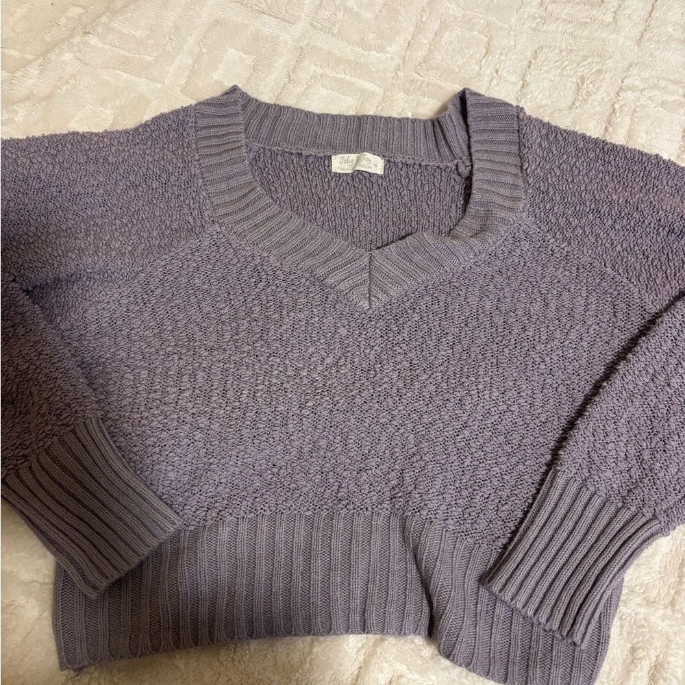 Elegant Purple V-Neck Sweater